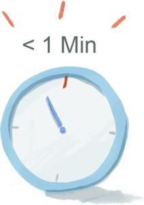 Illustration of a timer showing less than 1 minute remaining