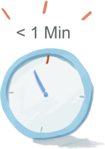 Illustration of a timer showing less than 1 minute remaining