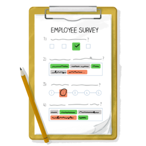 Illustration of a VoE Survey on a Clipboard