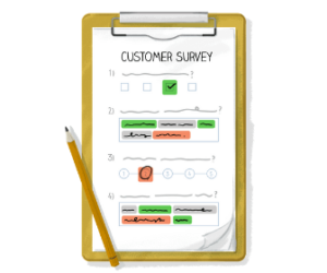customer survey with abstracted positive, negative and neutral text